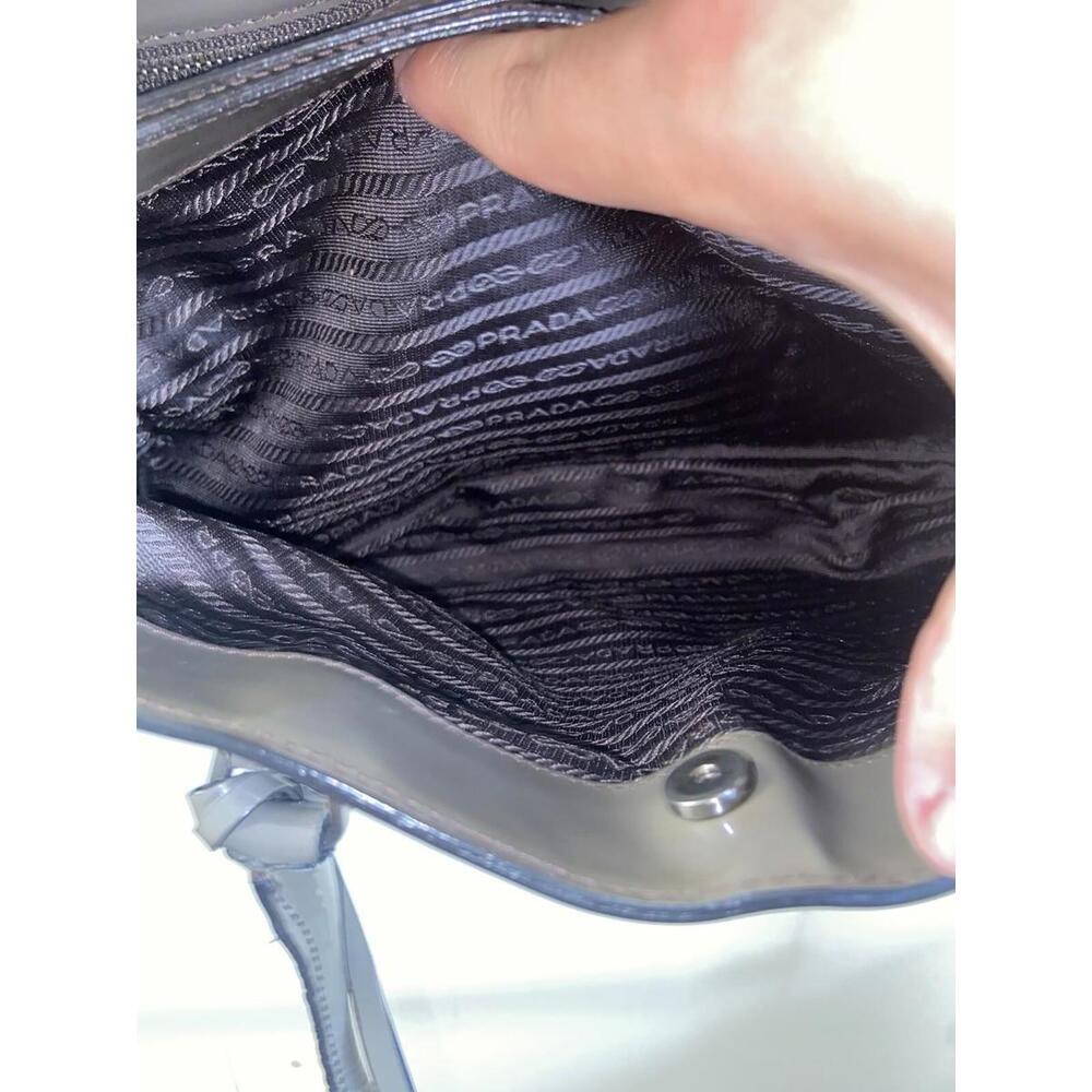 Prada Spazzolato matte gray patent leather hand tote bag - Picture 16 of 16